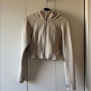 Lululemon Cropped Zip-Up Hoodie in Light Taupe